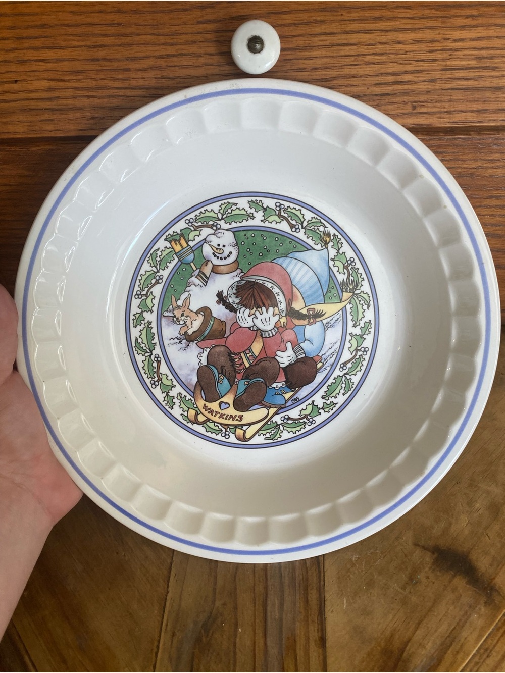 Country Kids White Collector's Recipe Plate - Fireside French Apple Pie